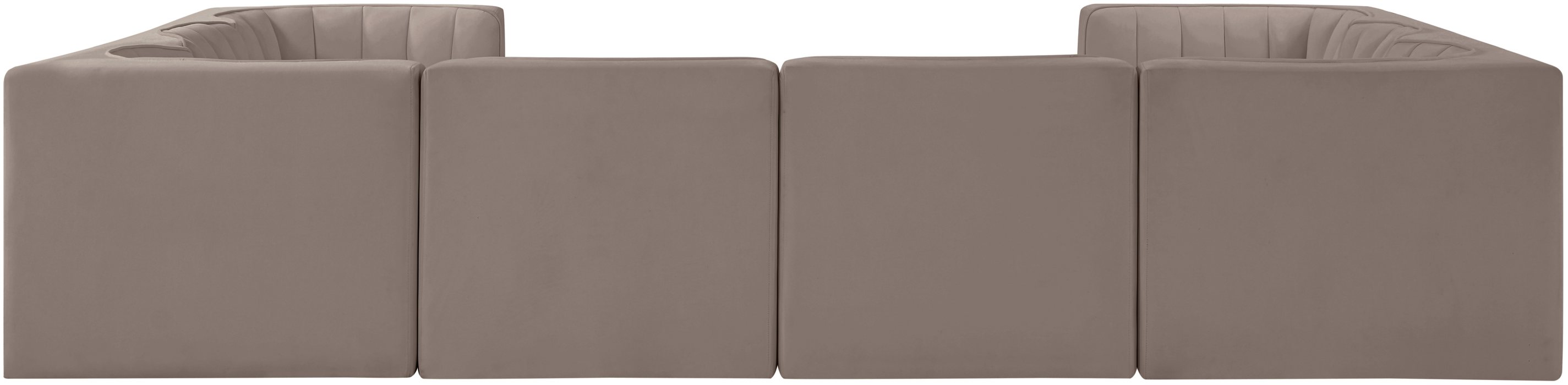 Meridian Furniture - Rummi Taupe Velvet Performance Fabric Upholstered Sectional - 660Taupe-Sec8E - GreatFurnitureDeal