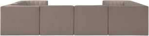 Meridian Furniture - Rummi Taupe Velvet Performance Fabric Upholstered Sectional - 660Taupe-Sec8E - GreatFurnitureDeal
