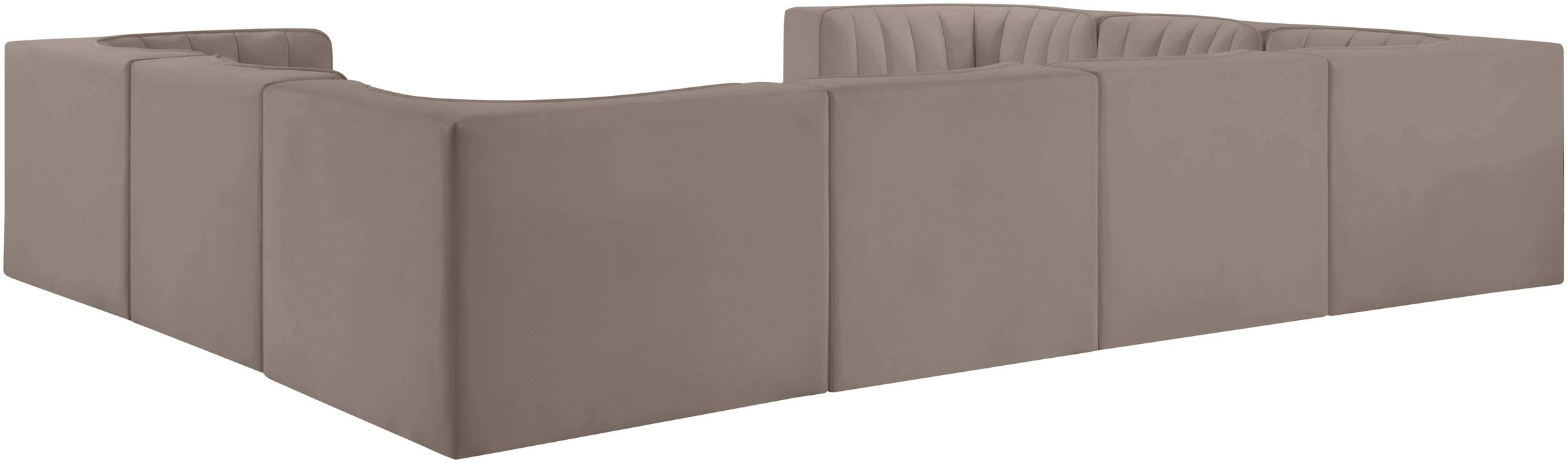 Meridian Furniture - Rummi Taupe Velvet Performance Fabric Upholstered Sectional - 660Taupe-Sec8E - GreatFurnitureDeal