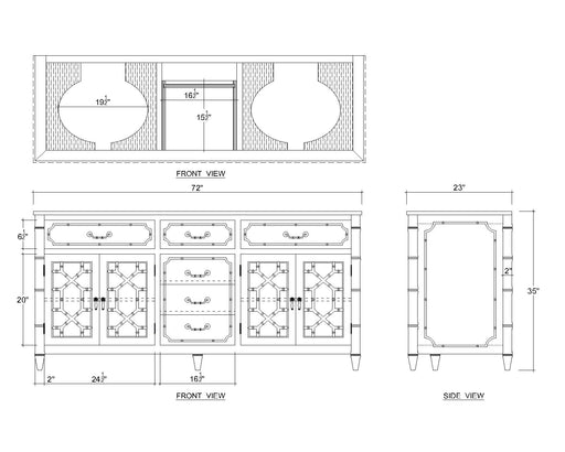 Bramble - Grosvenor Double Vanity w/o Marble Top & Sink - BR-66426 - GreatFurnitureDeal