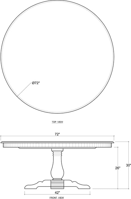 Bramble - Trestle Round Dining Table 72'' w/o Grooves in Grey Stone - US-WS-66434GST-----