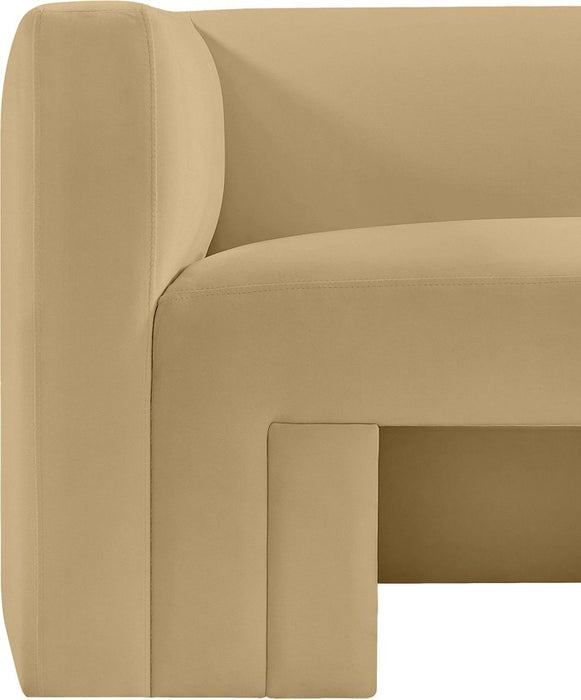 Meridian Furniture - Henson 89.5" Camel Velvet Upholstered Sofa - 665Camel-S - GreatFurnitureDeal