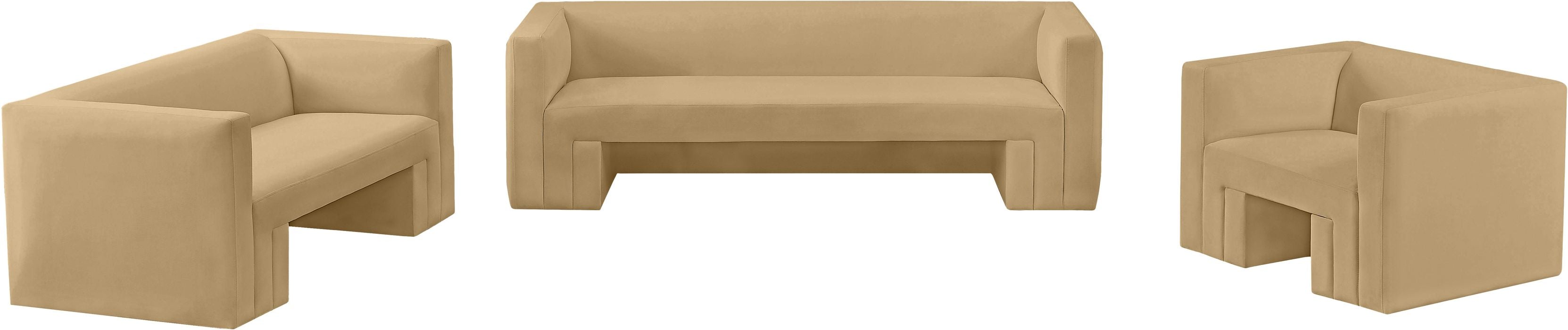 Meridian Furniture - Henson 89.5" Camel Velvet Upholstered Sofa - 665Camel-S - GreatFurnitureDeal