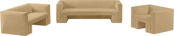 Meridian Furniture - Henson 89.5" Camel Velvet Upholstered Sofa - 665Camel-S - GreatFurnitureDeal