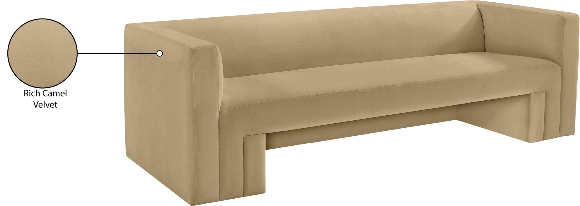 Meridian Furniture - Henson 89.5" Camel Velvet Upholstered Sofa - 665Camel-S - GreatFurnitureDeal