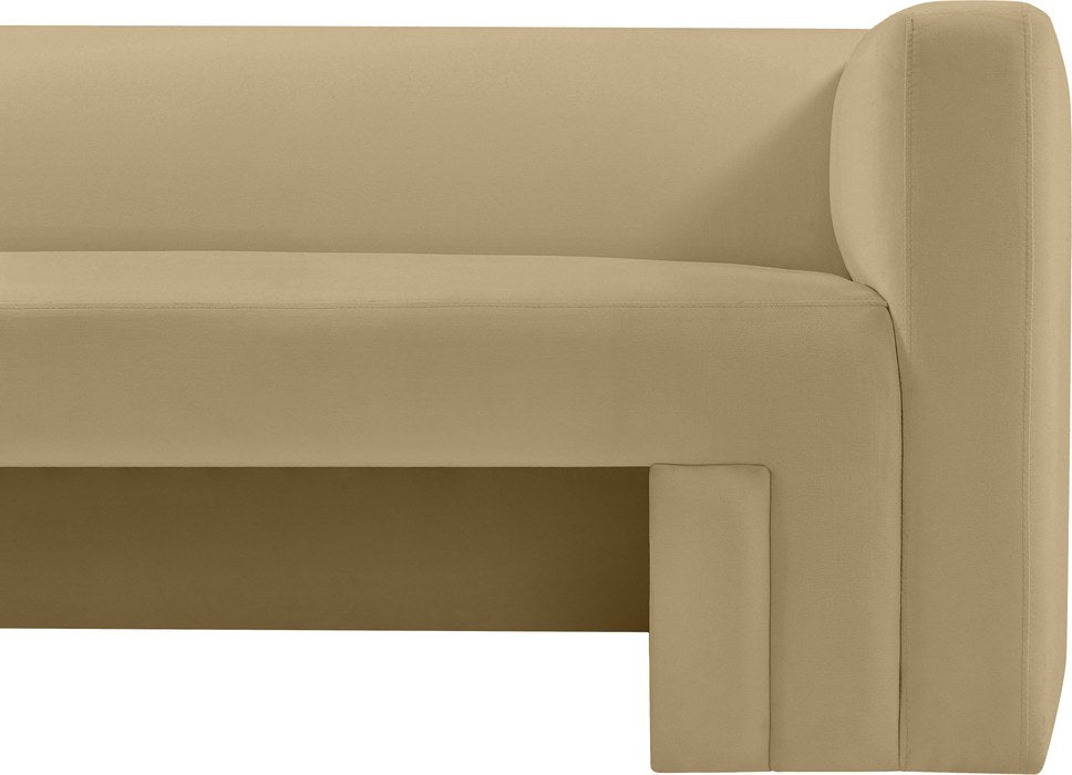 Meridian Furniture - Henson 89.5" Camel Velvet Upholstered Sofa - 665Camel-S - GreatFurnitureDeal