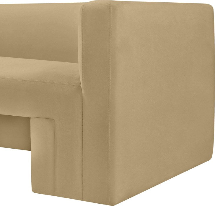 Meridian Furniture - Henson 89.5" Camel Velvet Upholstered Sofa - 665Camel-S - GreatFurnitureDeal