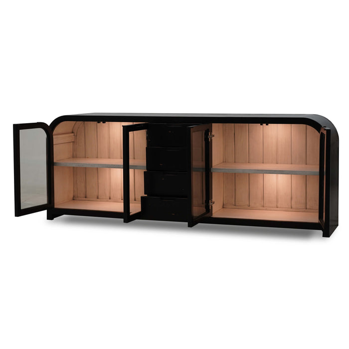 Bramble - Richmond 4 Door Sideboard w/ Glass w/ 2 LED - BR-66624 - GreatFurnitureDeal