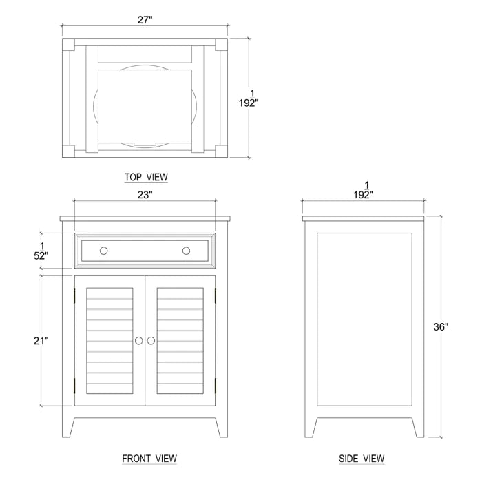 Bramble - Shutter Vanity w/o Marble Top & Sink - BR-66691 - GreatFurnitureDeal