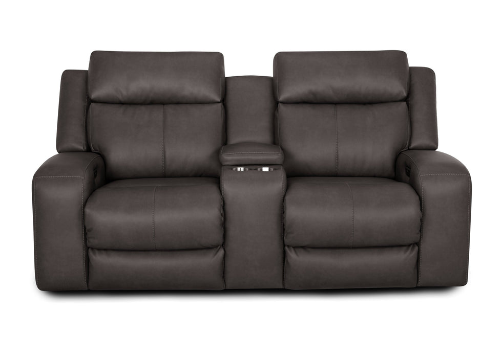 Franklin Furniture - 667 Winston Power Reclining Console Loveseat Dual Seat AIR MASSAGE w/Integrated USB-A/C in Detroit Smoke - 66735-62