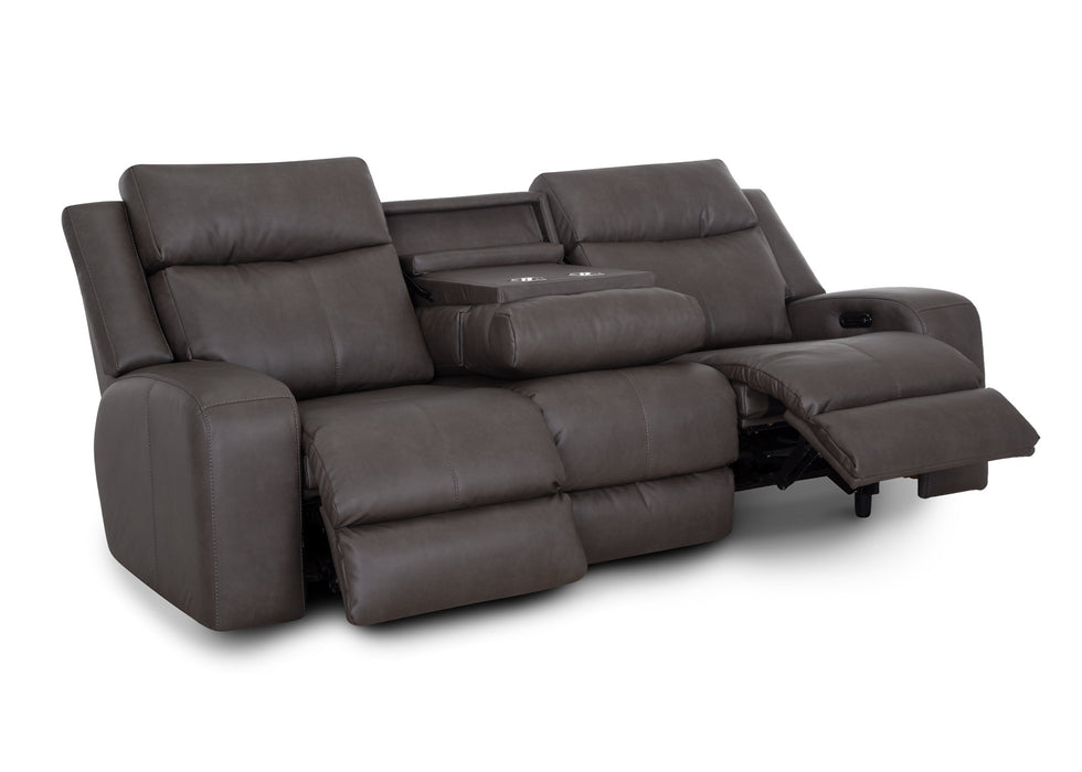 Franklin Furniture - 667 Winston Power Reclining Console Loveseat w/ Power Headrest, Storage, Cupholders & USB in Detroit Smoke - 66735 - GreatFurnitureDeal