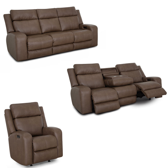 Franklin Furniture - 667 Winston 3 Piece Power Reclining Sofa Set Dual Seat AIR MASSAGE in Detroit Taupe - 66747-62-66735-62-6567-30-TAUPE