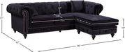 Meridian Furniture - Sabrina 96" Black Velvet Upholstered 2pc. Reversible Sectional - 667Black-Sectional - GreatFurnitureDeal