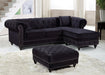 Meridian Furniture - Sabrina 96" Black Velvet Upholstered 2pc. Reversible Sectional - 667Black-Sectional - GreatFurnitureDeal