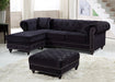 Meridian Furniture - Sabrina 96" Black Velvet Upholstered 2pc. Reversible Sectional - 667Black-Sectional - GreatFurnitureDeal