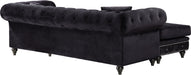 Meridian Furniture - Sabrina 96" Black Velvet Upholstered 2pc. Reversible Sectional - 667Black-Sectional - GreatFurnitureDeal