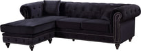 Meridian Furniture - Sabrina 96" Black Velvet Upholstered 2pc. Reversible Sectional - 667Black-Sectional - GreatFurnitureDeal