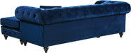 Meridian Furniture - Sabrina 96" Navy Velvet Upholstered 2pc. Reversible Sectional - 667Navy-Sectional - GreatFurnitureDeal
