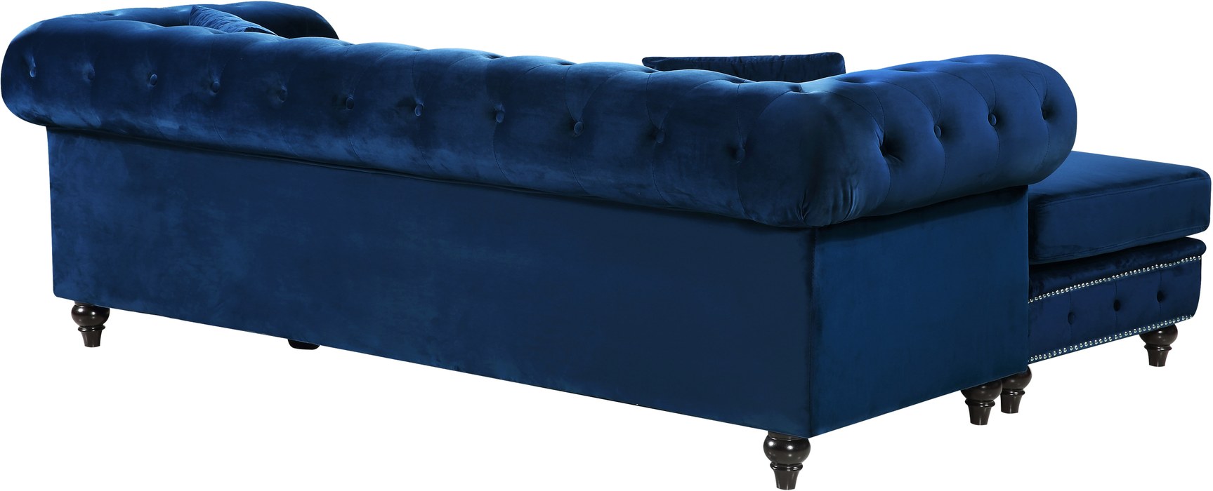 Meridian Furniture - Sabrina 96" Navy Velvet Upholstered 2pc. Reversible Sectional - 667Navy-Sectional - GreatFurnitureDeal