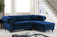 Meridian Furniture - Sabrina 96" Navy Velvet Upholstered 2pc. Reversible Sectional - 667Navy-Sectional - GreatFurnitureDeal