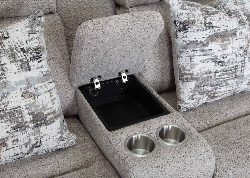 Franklin Furniture - 668 Logan Power Reclining Console Loveseat w/ Dual Seat AIR MASSAGE w/Integrated USB-A/C in Dolby Storm - 66835-62-STORM