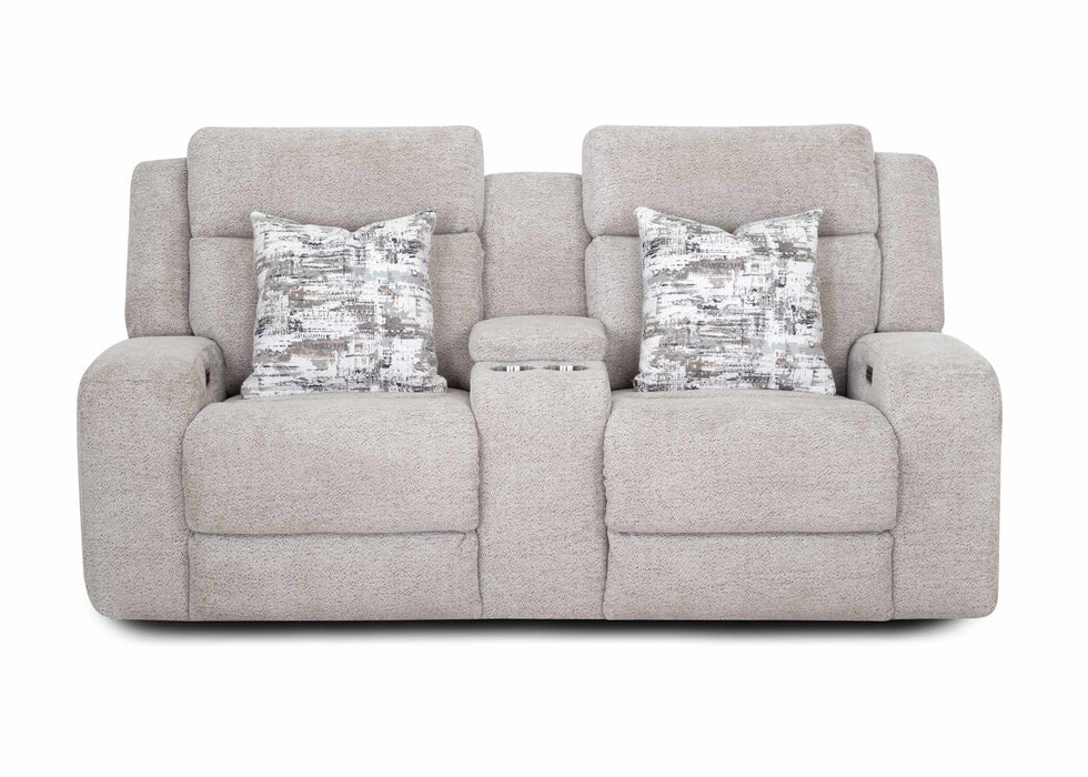 Franklin Furniture - 668 Logan Power Reclining Console Loveseat w/ Power Headrest, Storage, Cupholders & USB in Dolby Storm - 66835-STORM