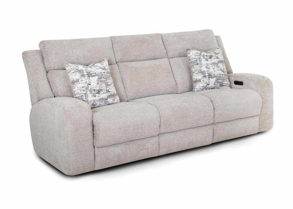 Franklin Furniture - 668 Logan Power Reclining Sofa w/ Power Headrest, Drop Down Table, Cupholders & USB in Dolby Storm - 66847-STORM