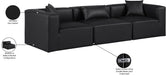 Meridian Furniture - Cube 108" Black Vegan Leather Upholstered 3pc. Sofa - 668Black-S108B - GreatFurnitureDeal