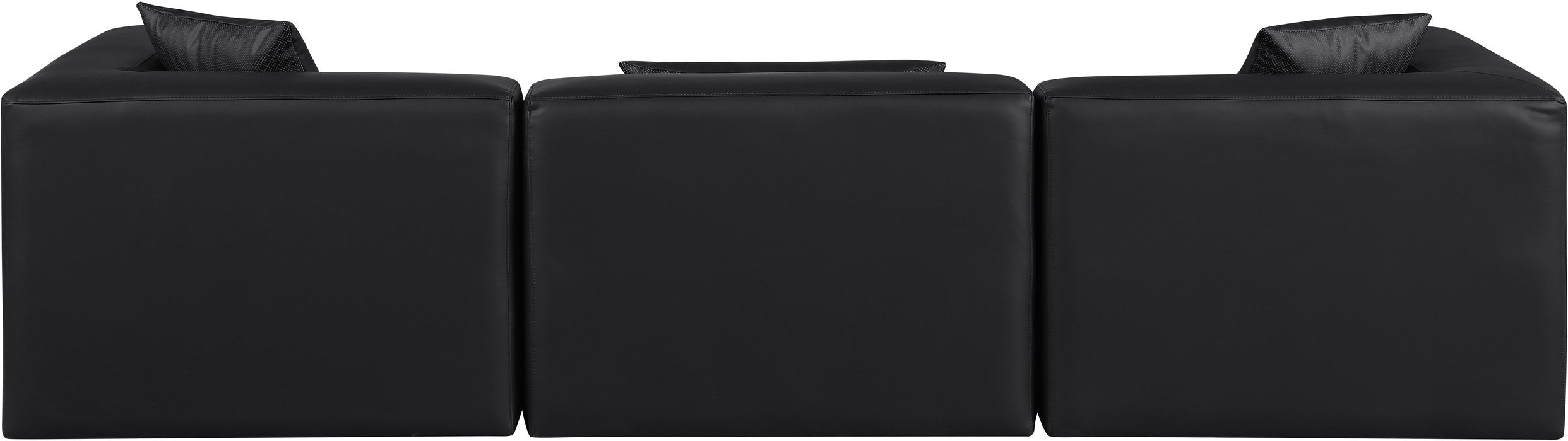 Meridian Furniture - Cube 108" Black Vegan Leather Upholstered 3pc. Sofa - 668Black-S108B - GreatFurnitureDeal
