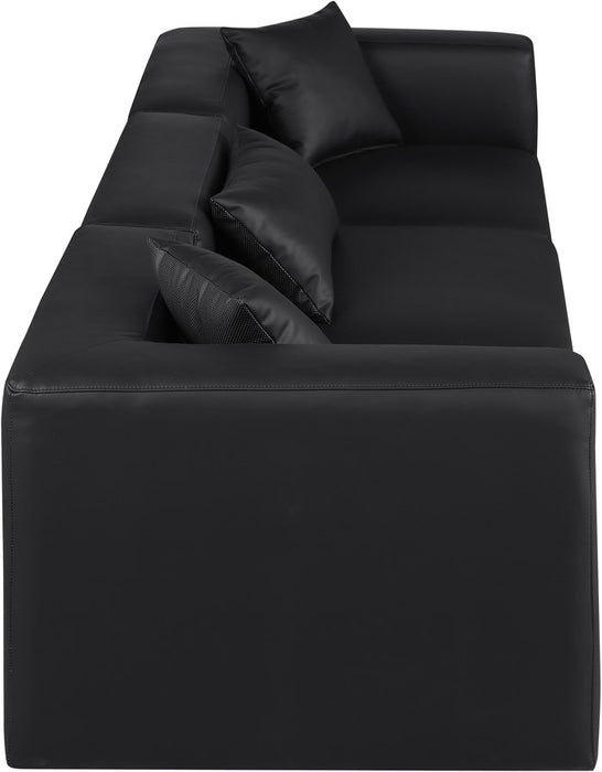 Meridian Furniture - Cube 108" Black Vegan Leather Upholstered 3pc. Sofa - 668Black-S108B - GreatFurnitureDeal