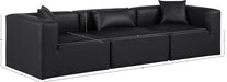 Meridian Furniture - Cube 108" Black Vegan Leather Upholstered 3pc. Sofa - 668Black-S108B - GreatFurnitureDeal