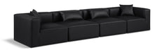 Meridian Furniture - Cube 144" Black Vegan Leather Upholstered 4pc. Sofa - 668Black-S144B - GreatFurnitureDeal