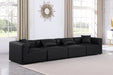 Meridian Furniture - Cube 144" Black Vegan Leather Upholstered 4pc. Sofa - 668Black-S144B - GreatFurnitureDeal