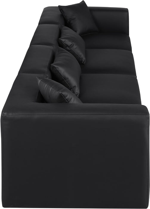 Meridian Furniture - Cube 144" Black Vegan Leather Upholstered 4pc. Sofa - 668Black-S144B - GreatFurnitureDeal