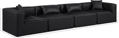 Meridian Furniture - Cube 144" Black Vegan Leather Upholstered 4pc. Sofa - 668Black-S144B - GreatFurnitureDeal