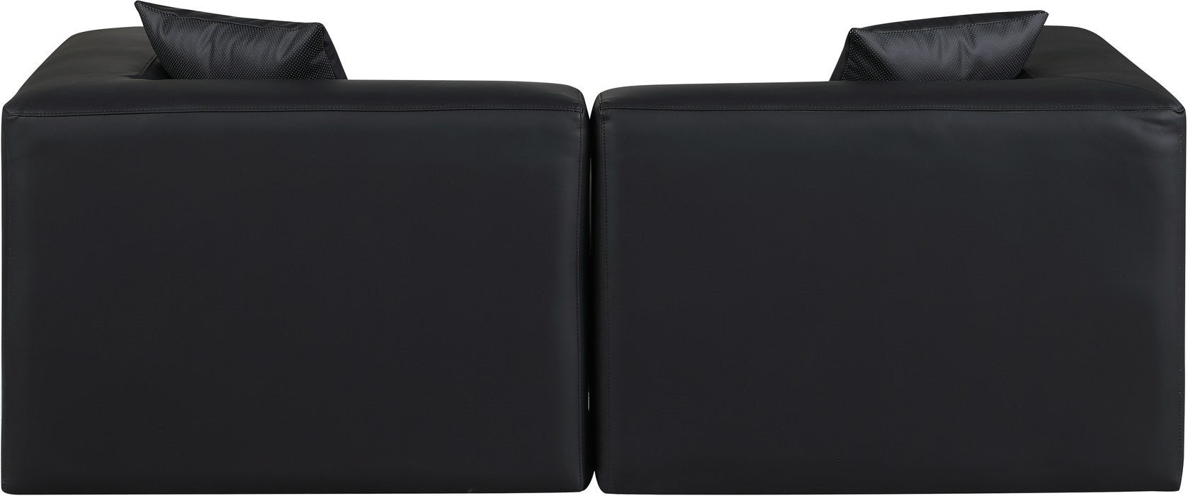 Meridian Furniture - Cube 72" Black Vegan Leather Upholstered 2pc. Sofa - 668Black-S72B - GreatFurnitureDeal