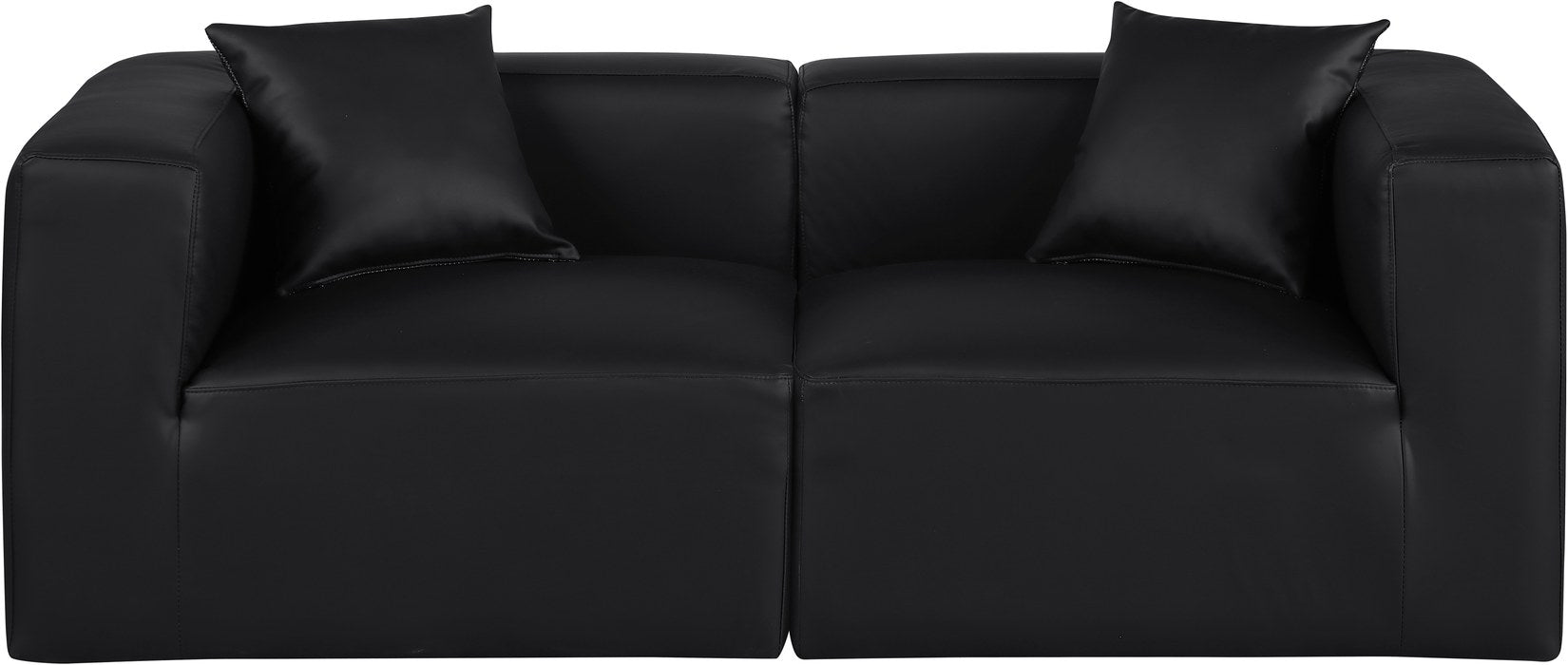 Meridian Furniture - Cube 72" Black Vegan Leather Upholstered 2pc. Sofa - 668Black-S72B - GreatFurnitureDeal