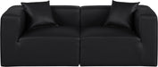 Meridian Furniture - Cube 72" Black Vegan Leather Upholstered 2pc. Sofa - 668Black-S72B - GreatFurnitureDeal