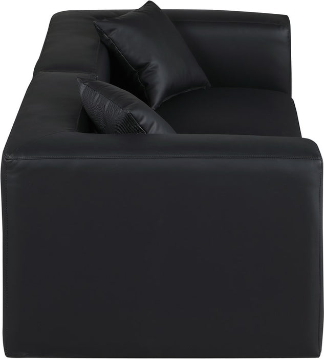 Meridian Furniture - Cube 72" Black Vegan Leather Upholstered 2pc. Sofa - 668Black-S72B - GreatFurnitureDeal