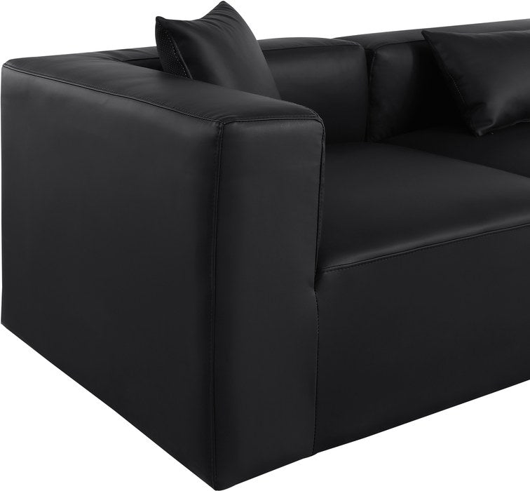 Meridian Furniture - Cube 72" Black Vegan Leather Upholstered 2pc. Sofa - 668Black-S72B - GreatFurnitureDeal