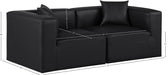 Meridian Furniture - Cube 72" Black Vegan Leather Upholstered 2pc. Sofa - 668Black-S72B - GreatFurnitureDeal
