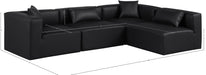 Meridian Furniture - Cube 108" Black Vegan Leather Upholstered 4pc. Sectional - 668Black-Sec4B - GreatFurnitureDeal