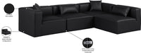 Meridian Furniture - Cube 108" Black Vegan Leather Upholstered 4pc. Sectional - 668Black-Sec4B - GreatFurnitureDeal