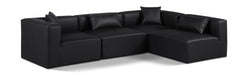 Meridian Furniture - Cube 108" Black Vegan Leather Upholstered 4pc. Sectional - 668Black-Sec4B - GreatFurnitureDeal