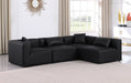 Meridian Furniture - Cube 108" Black Vegan Leather Upholstered 4pc. Sectional - 668Black-Sec4B - GreatFurnitureDeal