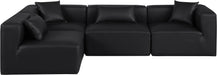 Meridian Furniture - Cube 108" Black Vegan Leather Upholstered 4pc. Sectional - 668Black-Sec4B - GreatFurnitureDeal