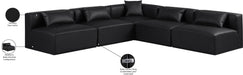 Meridian Furniture - Cube 108" Black Vegan Leather Upholstered 5pc. Sectional - 668Black-Sec5B - GreatFurnitureDeal