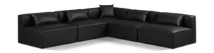 Meridian Furniture - Cube 108" Black Vegan Leather Upholstered 5pc. Sectional - 668Black-Sec5B - GreatFurnitureDeal