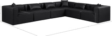Meridian Furniture - Cube 144" Black Vegan Leather Upholstered 6pc. Sectional - 668Black-Sec6A - GreatFurnitureDeal