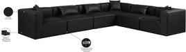 Meridian Furniture - Cube 144" Black Vegan Leather Upholstered 6pc. Sectional - 668Black-Sec6A - GreatFurnitureDeal